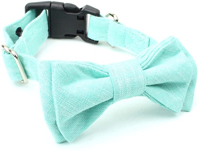 BCB Wear Dog Cotton Collar with Bow Tie - Fully Adjustable for Any Size Pet Large to Small