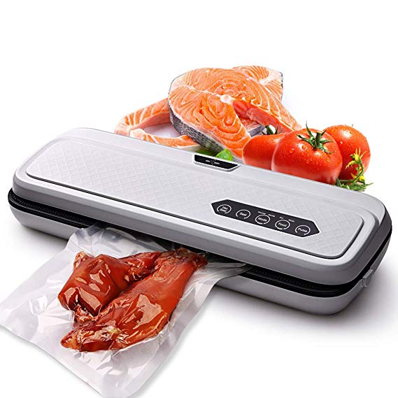 White Dolphin Vacuum Sealer Machine Automatic Sealer Vacuum Air Sealing System Food Preservation Dry & Moist Modes for Food Saver with 10pcs Bags for Food Storage & Cooking