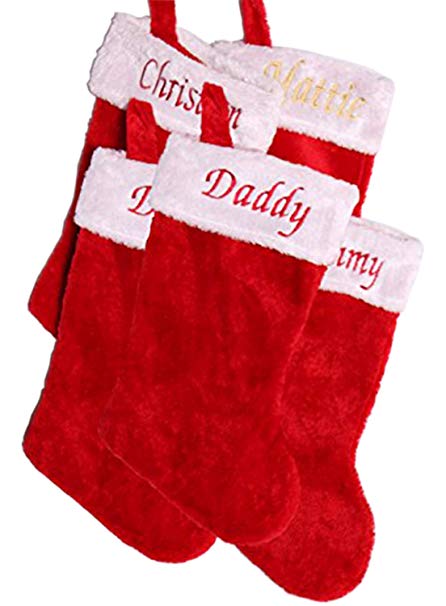 Treefrogg Apparel Set of 5 ~ Personalized Embroidered Christmas Stockings ~ Classic