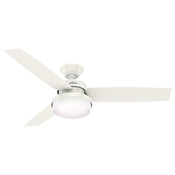 Hunter Fan Company 59169 52" Sentinel Ceiling Fan with Light with Handheld Remote, Large, Fresh White