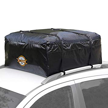 COOCHEER Car Roof Cargo Carrier- Waterproof Universal Soft Rooftop Bag Luggage Cargo Carriers for Car with Racks or Without Rack,Rooftop Luggage Bag for Cars,Vans, Suvs (20 Cubic Feet, Black)