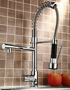 Rozin Chrome Kitchen Faucet with Pull Down Sprayer Deck Mounted Single Handle Swivel Spout Kitchen Mixer Tap