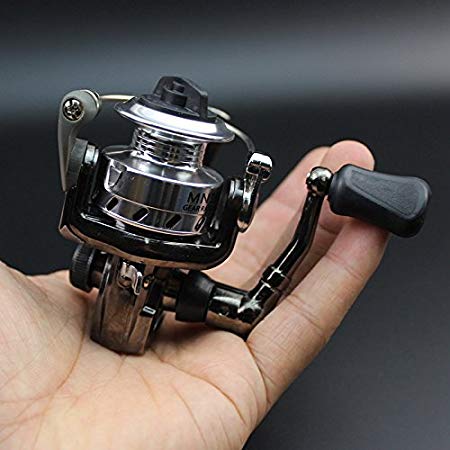 Outop Mini Ultra Smooth Lightweight Powerful Collapsible Handle Fishing Spinning Reel Black