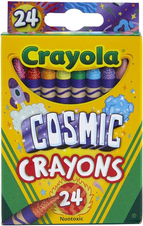 Crayola Cosmic Crayons, Pearl & Glitter Colors, 24ct Crayons, Gift for Kids, Ages 4 & up