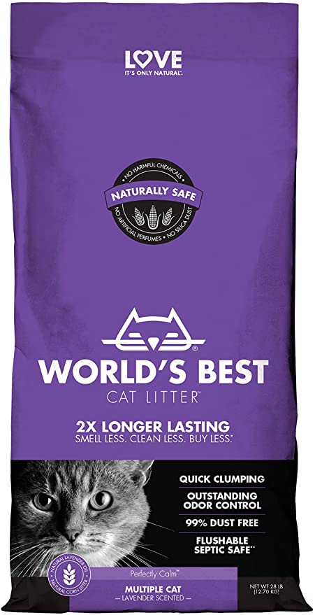 Worlds Best Cat Litter 28lb (12.7kg) Multiple Cat Lavender Scented, beige