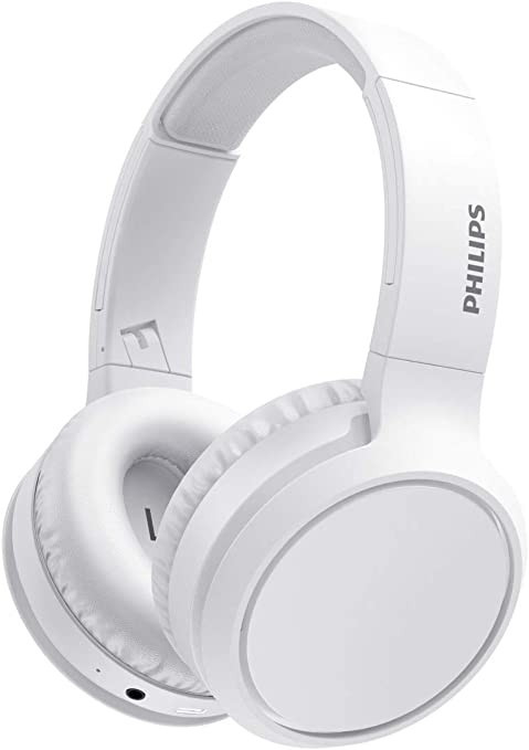 Philips Audio H5205WT/00 Over-Ear Wireless Headphones with Mic and BASS Boost Button (Bluetooth, 29 Hours Play Time, Quick Charging Feature, Noise Isolation, Compact Folding) White - 2020/2021 Model