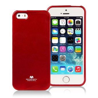 iPhone 5S  5 Case Ultra Slim Fit Goospery Color Pearl Jelly Slight Glittery Sheen Case Premium TPU Shock Absorption Cover for Apple iPhone 5S and iPhone 5 - Red