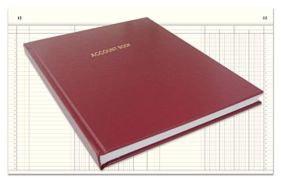 BookFactory Account Book/Ledger Book/Accounting Ledger/Account Notebook (4 Column Columnar Book Format) - 96 Pages, 8" x 10", Burgundy Cover, Smyth Sewn Hardbound (ACT-096-S4CM-A-LMT16)