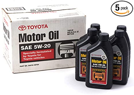 GENUINE TOYOTA LEXUS OEM 5W20 SYNTHETIC MOTOR ENGINE OIL - 5 QUARTS 00279-1QT20