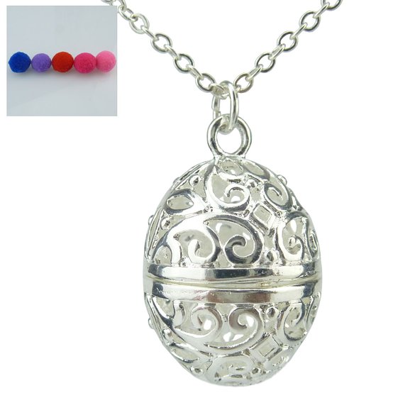 Oval Egg Velvet Ball Egg Locket Necklace Fragrance Oil Aromatherapy Diffuser