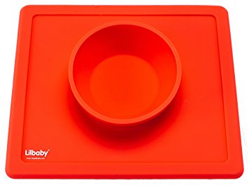 Placemat and Plate Suction Silicone by Lilbaby (Simple Bowl Design, Red)