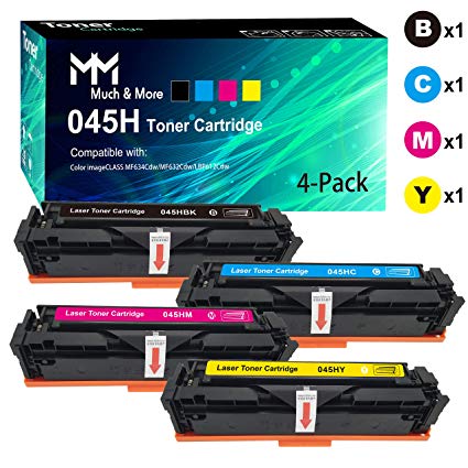 Compatible 4-Pack Cartridge 045H 045 Toner Cartridge CRG-045H (BK C M Y High Capacity) Used for Canon MF634Cdw MF632Cdw LBP612Cdw Printer, by MuchMore