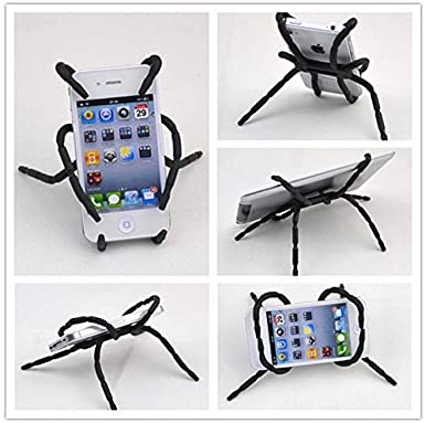 ANGELANGELA 3222641 Universal Multi-Function Portable Spider Flexible Grip Holder for Smartphones and Tablets, Black