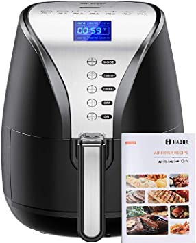 Air Fryer, 4.2 Quart Oilless Hot Air Fryer(W/Cookbook) Oven Large Cooker, Auto Off, Nonstick Basket, LCD Screen & Convenient Buttons, 1500W, Suitable for Dishwasher