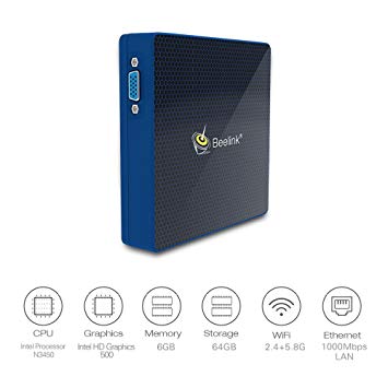 Beelink M1 Mini PC RAM 6GB ROM 64GB with 128GB Extended DIY SSD Intel Apollo Lake N3450 HD Graphics 500 1000Mbps/LAN Wifi 2.4G 5.8G