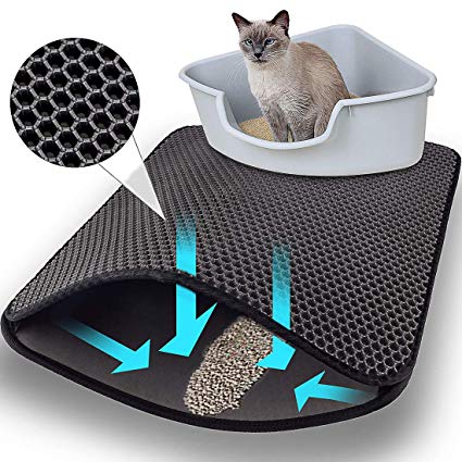 Cat Litter Mat Litter Trapping Mat,24" X 18" Inch Honeycomb Double Layer Design Waterproof Urine Proof Trapper Mat for Litter Boxes,Easy Clean Scatter Control and Washable