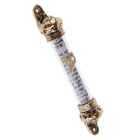 Gold Plated Mezuzah with Scroll (5 inches)