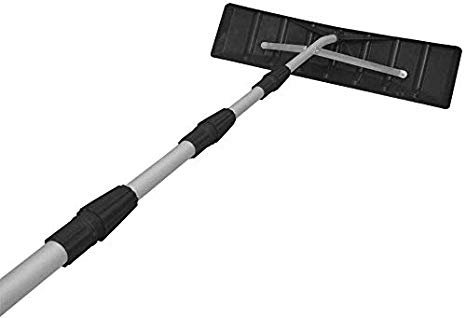 MTB Telescoping Snow Roof Rake, Black, with 21-ft Extension Aluminum Handle Rooftop Snow Removal Tool