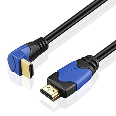 TNP 4K HDMI Cable Right Angle 90 Degree (10FT) - High Speed 18GBPs HDMI Wire Cord Support 4K 60Hz 2K 2160p 1440p 1080p 3D ARC Ethernet for Video Gaming Xbox One PS4 & 4K Apple TV HDTV Projector