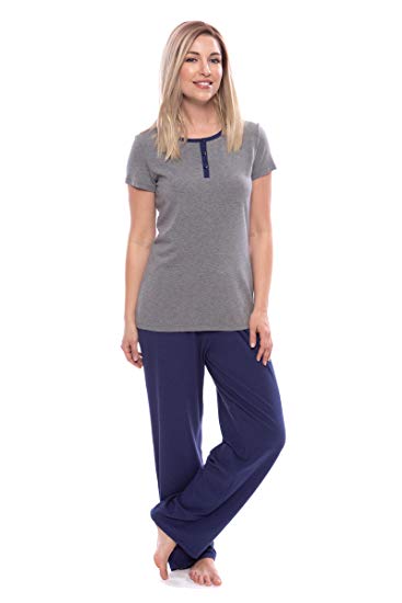Women's Short Sleeve Henley PJs - Sleepwear Set by Texere (Calmbreeze)