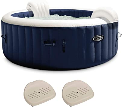 Intex PureSpa Plus 6 Person Inflatable Hot Tub Bubble Jet Spa w/ 2 Seats, Navy