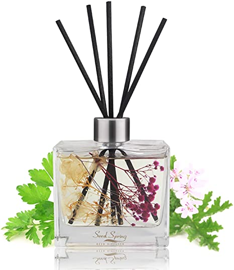 Seed Spring Reed Diffuser Set, Bergamot Vanilla Lavender and Freesia Scented Oil Reed Diffuser, 6.7oz (200ml) /1 Packs/Reed Diffuser, for Bedroom, Living Room and Office, Perfume and Gifts
