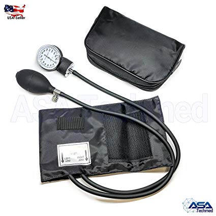 Manual Blood Pressure Monitor BP Cuff Gauge Aneroid Sphygmomanometer Machine Kit (Black)