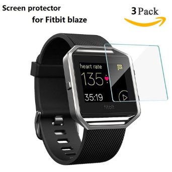 Fitbit Blaze Screen Protector,Tempered Glass 2.5D, HD Ultra Clear Film for Fitbit Blaze with Lifetime Warranty,3-Pack