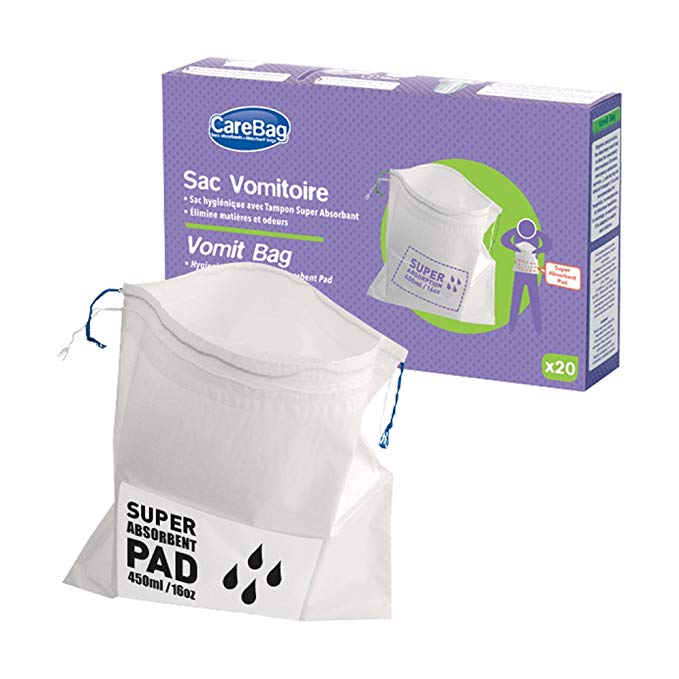 Carebag Vomit Bag with Super Absorbent Pad (Box of 20 Liners)