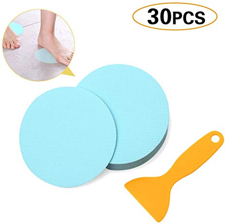 30 Pcs Non-Slip Treads,4x4 Inch,Adhesive Decals,Anti-Slip Stickers,Ideal Appliques Tape For Baby,Senior,Adult.Suit for Bath Tub,Stairs,Shower Room & Other Slippery Surfaces (Blue)
