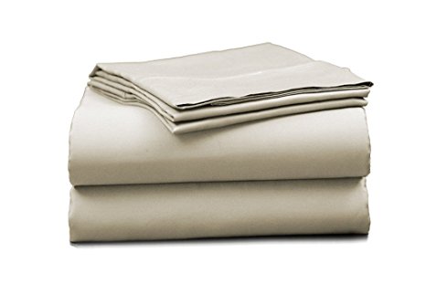 Elles Bedding Collections Bed Sheets 100% Cotton Sheet Set, 500 Thread Count, Sateen Weave, 15 inch Deep Pocket, 4-Piece Bedsheet set - (King, IVORY)