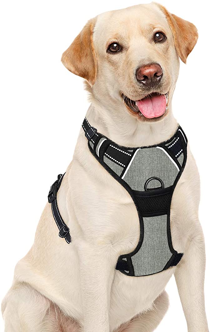 BARKBAY No Pull Dog Harness Large Step in Reflective Dog Harness with Front Clip and Easy Control Handle for Walking Training Running