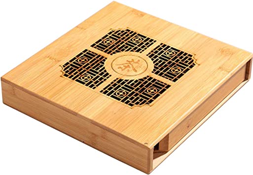 Bamboo Tea Organizer Box With Drawer | Bamboo Tea Bag Storage Chest, For Puerh Cake Tea Holder Tray Accessories (One Drawer)