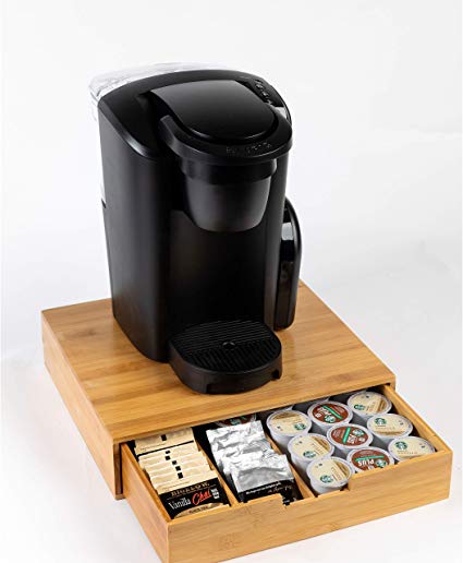 Bamboo mind reader k cup holder/storage, bamboo drawer storage, K- cup holder, bamboo leaf tea box, wooden k cup organizer, kcup storage dispenser, coffee cup drawer organizer
