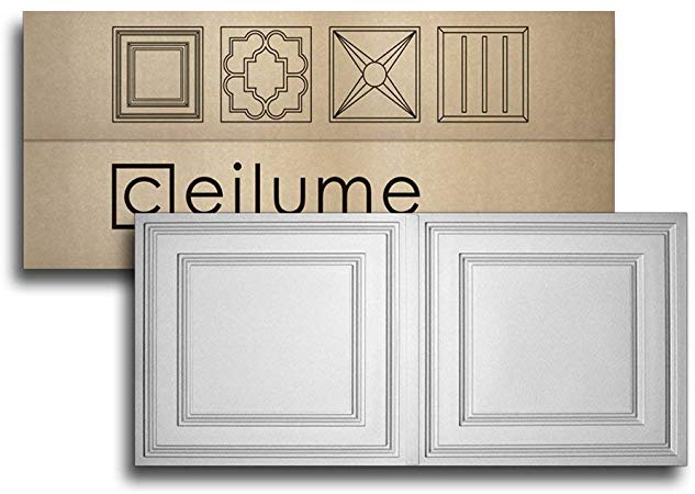 Ceilume 12 pc Stratford Ultra-Thin Feather-Light 2x4 Lay in Ceiling Tiles - for Use in 1" T-Bar Ceiling Grid - Drop Ceiling Tiles (12 Tiles, White)