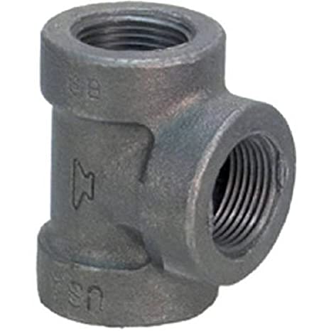 Anvil 8700120606, Malleable Iron Pipe Fitting, Tee, 1-1/4" NPT Female, Black Finish