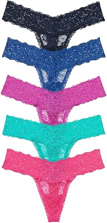 Victoria's Secret Women's Lace Thong Underwear, Panties for Women, Multi Pack (XS-XXL)