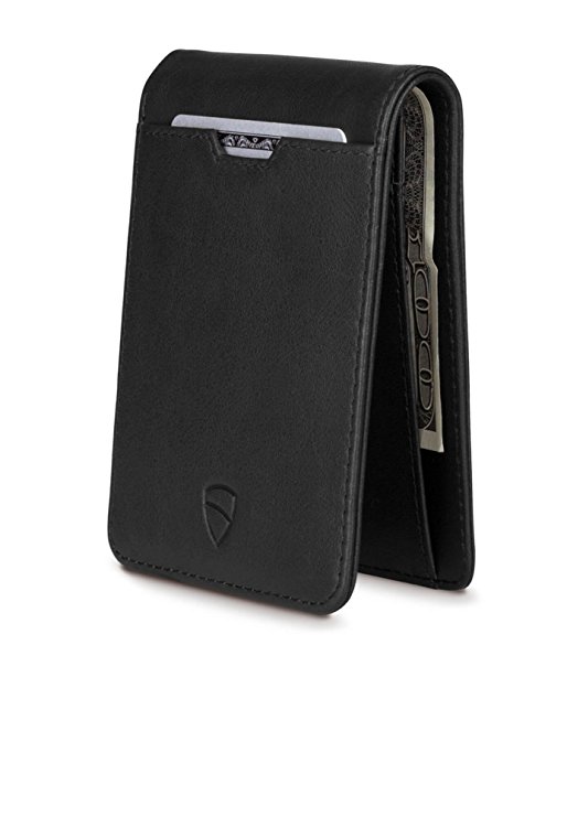 Vaultskin MANHATTAN Slim Bifold Wallet with RFID Protection for Cards and Cash – Top Quality Italian Leather - Ultra Thin Front Pocket Holder for up to 9 Cards and Bills