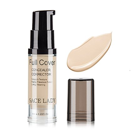 Pro Full Cover Liquid Concealer, Waterproof Smooth Matte Flawless Finish Creamy Concealer Foundation for Eye Dark Circles Spot Face Concealer Makeup, Size:6ml/0.20Fl Oz, Light Natural