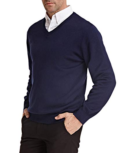 PAUL JONES Men’s Knitting Sweater Stylish Long Sleeve V-Neck Pullover