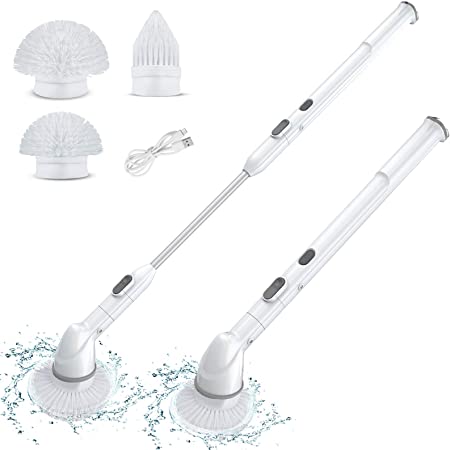 Electric Spin Scrubber, MANLI Power Brush Floor Scrubber with 3 Brush Replacement Heads Cordless Shower Srubber Cleaning Brush for Bathroom Kitchen,Tub,Tile