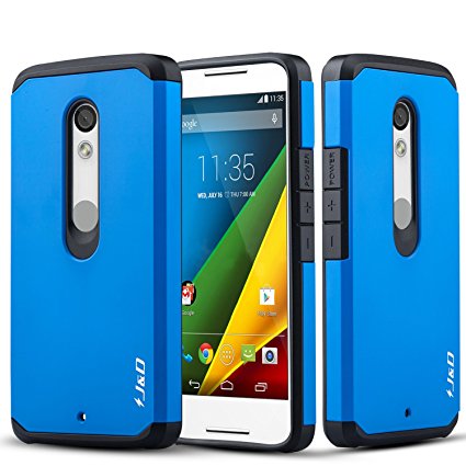 Moto Droid Maxx 2 Case, J&D [ArmorBox] Moto Droid Maxx 2 Case [Heavy Duty] Hybrid Shock Proof Fully Protective Case for Moto Droid Maxx 2 (Verizon) (Blue)