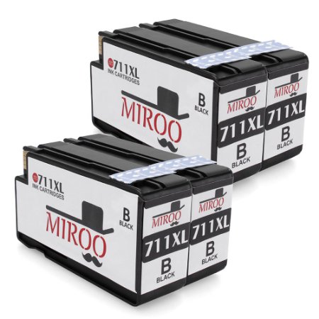MIROO 4 Black Replacement for HP 711 ink Cartridge High Capacity Compatible with hp T120 T520 Series