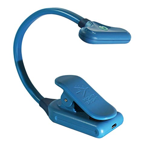 The Original Mighty Bright NuFlex Clip On Book Light Reading Light, Warm Eye Care LEDs, Super Flexible, Durable, Dimmable, Perfect for Kids, Bookworms, Read in Bed, Use Batteries or Micro USB (Blue)