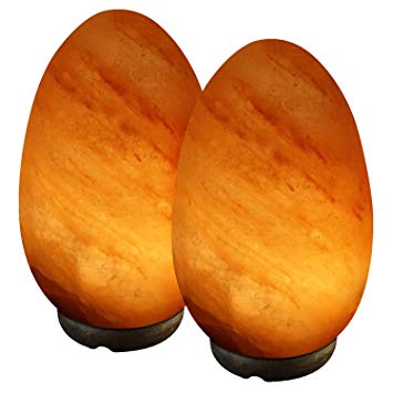 Crystal Allies: Natural Himalayan Egg Salt Lamp w/Dimmable Switch, 6ft UL-Listed Cord and 15-Watt Light Bulb - Pack Of 2