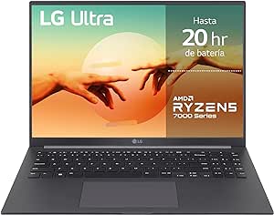 LG Ultra 16UD70R-G.AX59B - Ordenador Portátil, 16 Pulgadas, 16:10 IPS, Sin Sistema Operativo, Ryzen R5, 16 GB RAM, 1TB SSD, 1.6Kg, Hasta 20 Hr de Autonomía, Color Gris Carbón