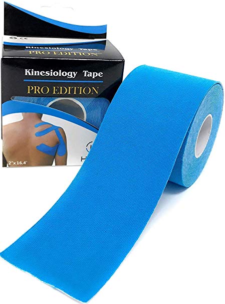 SGM KT Kinesiology Sports Tape (5 m x 5 cm) with Cotton Elastic Muscle Support, Waterproof, Breathable, Latex-free, Pro and Olympic Choice, Blue