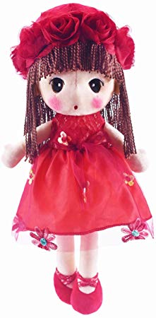 HWD Kawaii Flower Fairy Stuffed Soft Plush Toy Doll Girls Gift , 18 Inch ( Red )