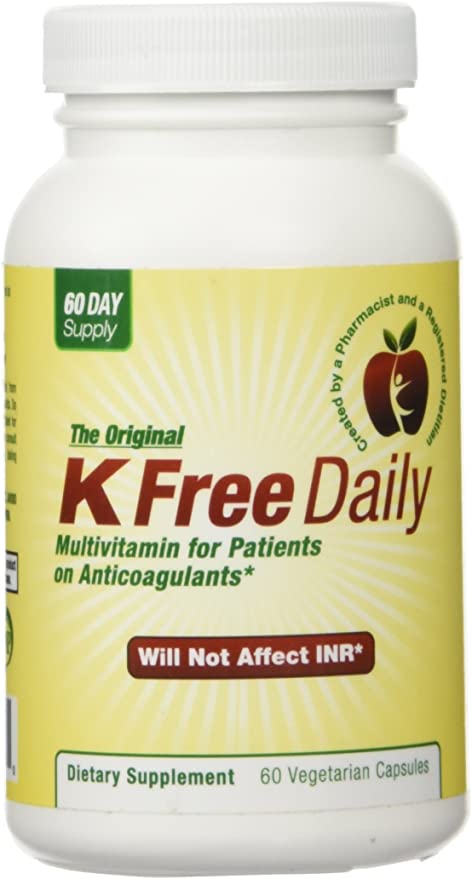 Multivitamin - No Vitamin K - Safe for People on Blood Thinners - 60 Vegetable Capsules (Two Months Supply)