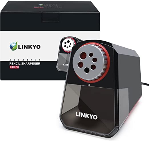 LINKYO Class-Pro Electric Pencil Sharpener (Heavy Duty, Dual Cutter, Black)